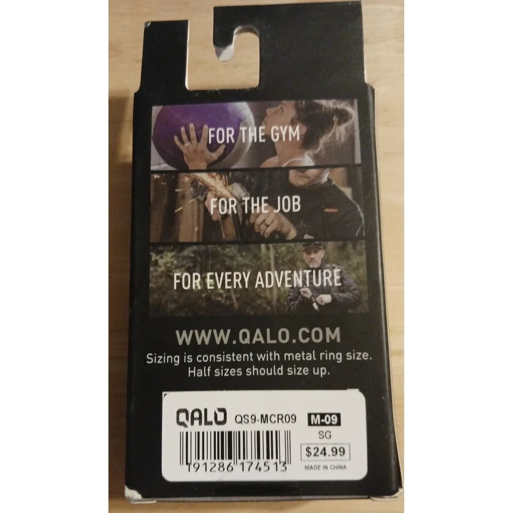 NEW Qalo - The Functional‎ Wedding Ring, Silicone Band in Black RealTree, Sz 9